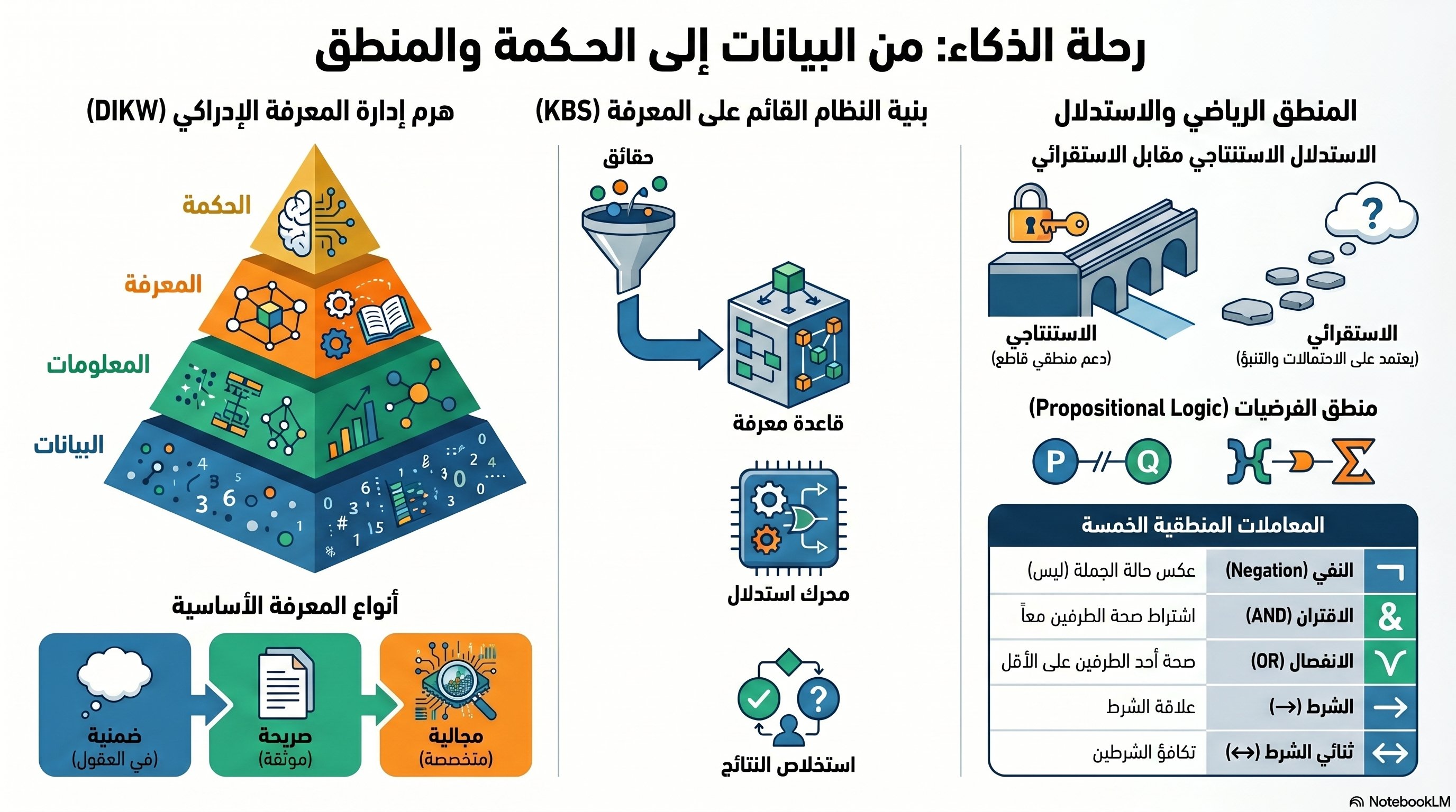 رحلة الذكاء: من البيانات إلى الحكمة والمنطق
